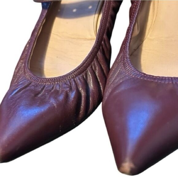 #132 VALENTINO GARAVANI Napa Love Latch Burgundy Leather Flats - Picture 8 of 9